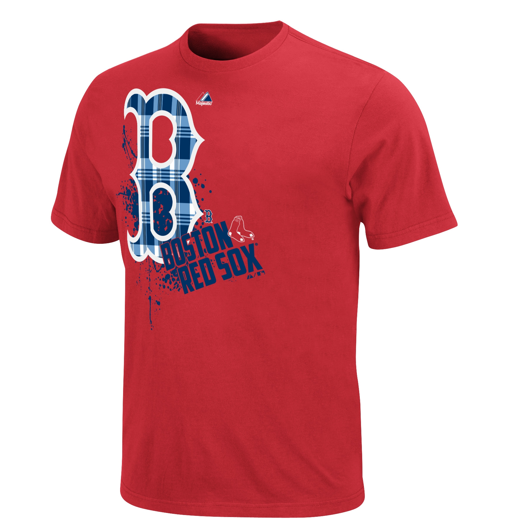 Majestic MLB Mens Boston Red Sox Bat Boy Athletic Red Short Sleeve Basic Tee (Athletic Red)