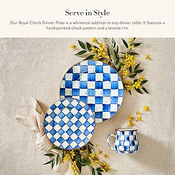 Amazon.com: MACKENZIE-CHILDS 琺瑯餐盤,裝飾餐具盤,10 英吋(約10 公分