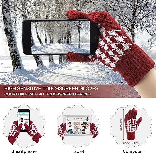 Miniatura 4 de Conjunto de bufanda larga para hombre y mujer, gorro de punto cálido para invierno, guantes para pantalla táctil, con forro polar, bufandas, regalos