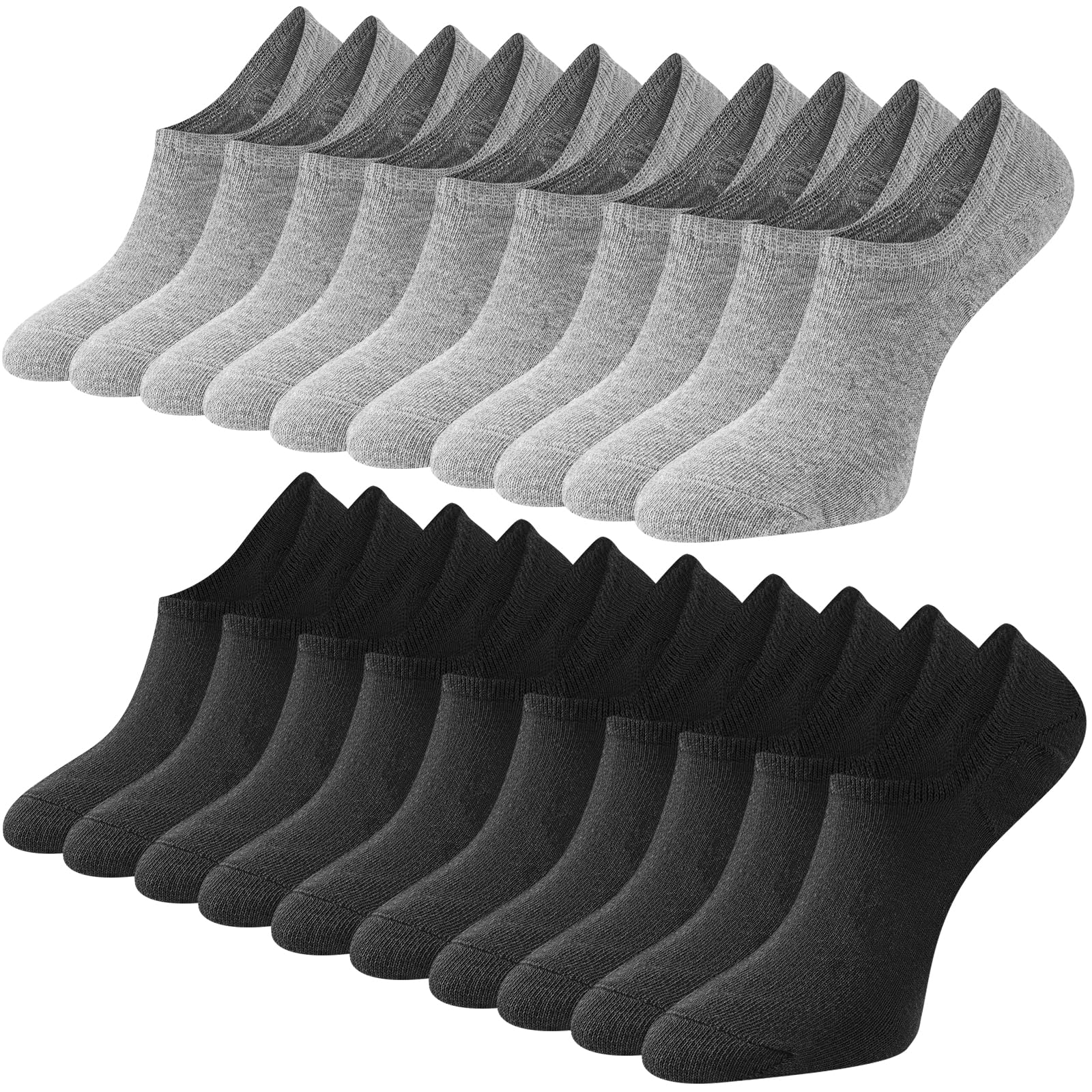 Niofind 10 Pares Calcetines Invisibles Mujer y Hombre Calcetines Antideslizantes Bajos Transpirables Calcetines Tobilleros Cortos