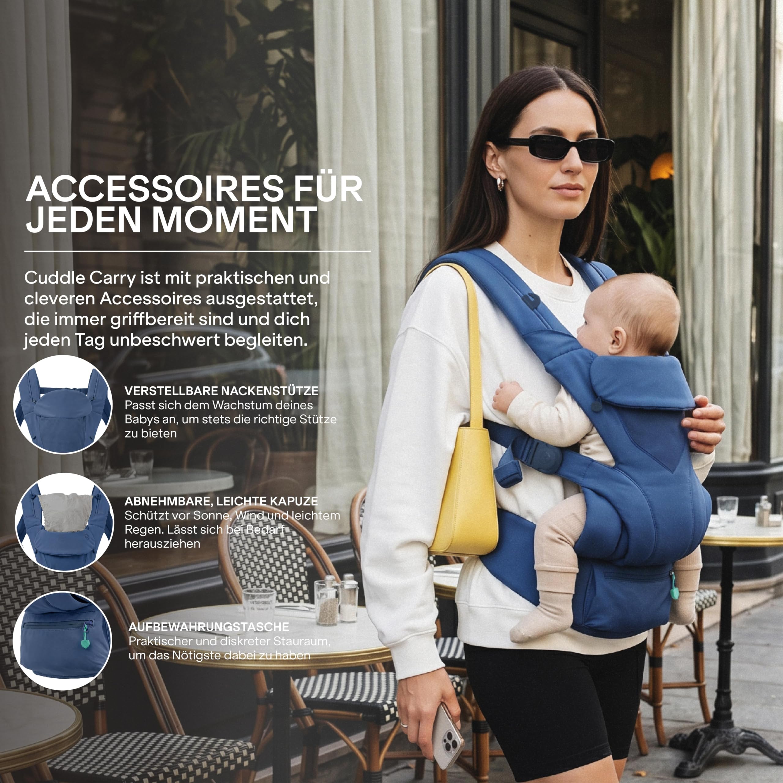 Koala Babycare Babytrage Neugeborene ab Geburt 0–36 Monate (3,2–20,4 kg) – Baby Trage mit Patentiertem Mitwachsendem Sitz in 3 Größen, Verstellbare Kopfstütze, Bauch-, Front- und Rückentrageweise
