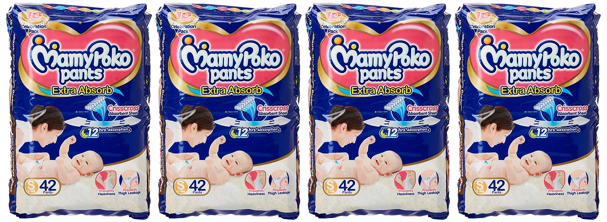 MamyPokoJumbo Pack, Diaper Pants Extra Absorb, Size Small, 4-8 Kg (168 Counts)