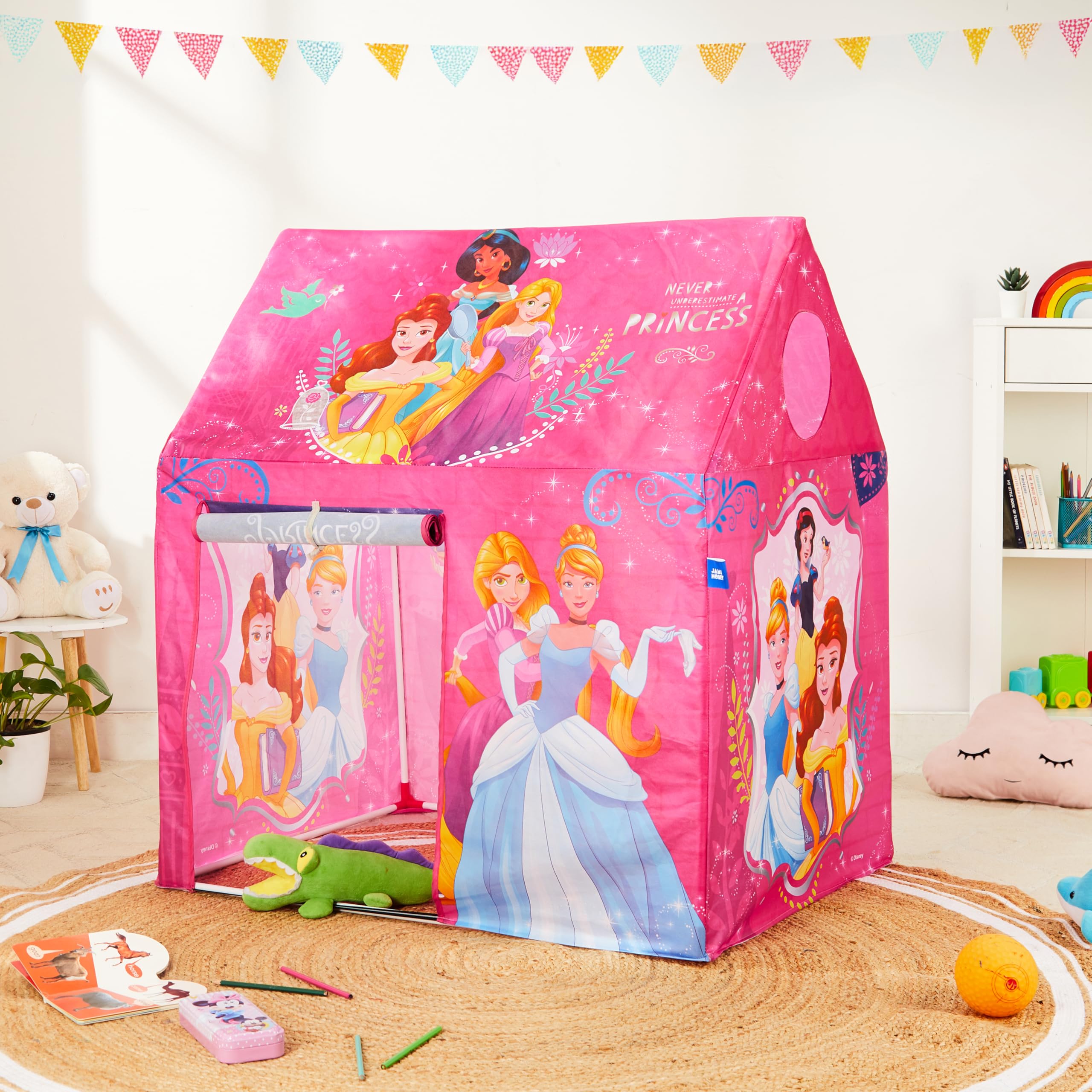 Amazon Brand Jam & Honey Kids Play Tent House, Princess Theme, BIS Safe for Kids, Foldable Portable Indoor Outdoor Playhouse Tent for Girls Boys Age 2+ Years, Easy Assembly 4