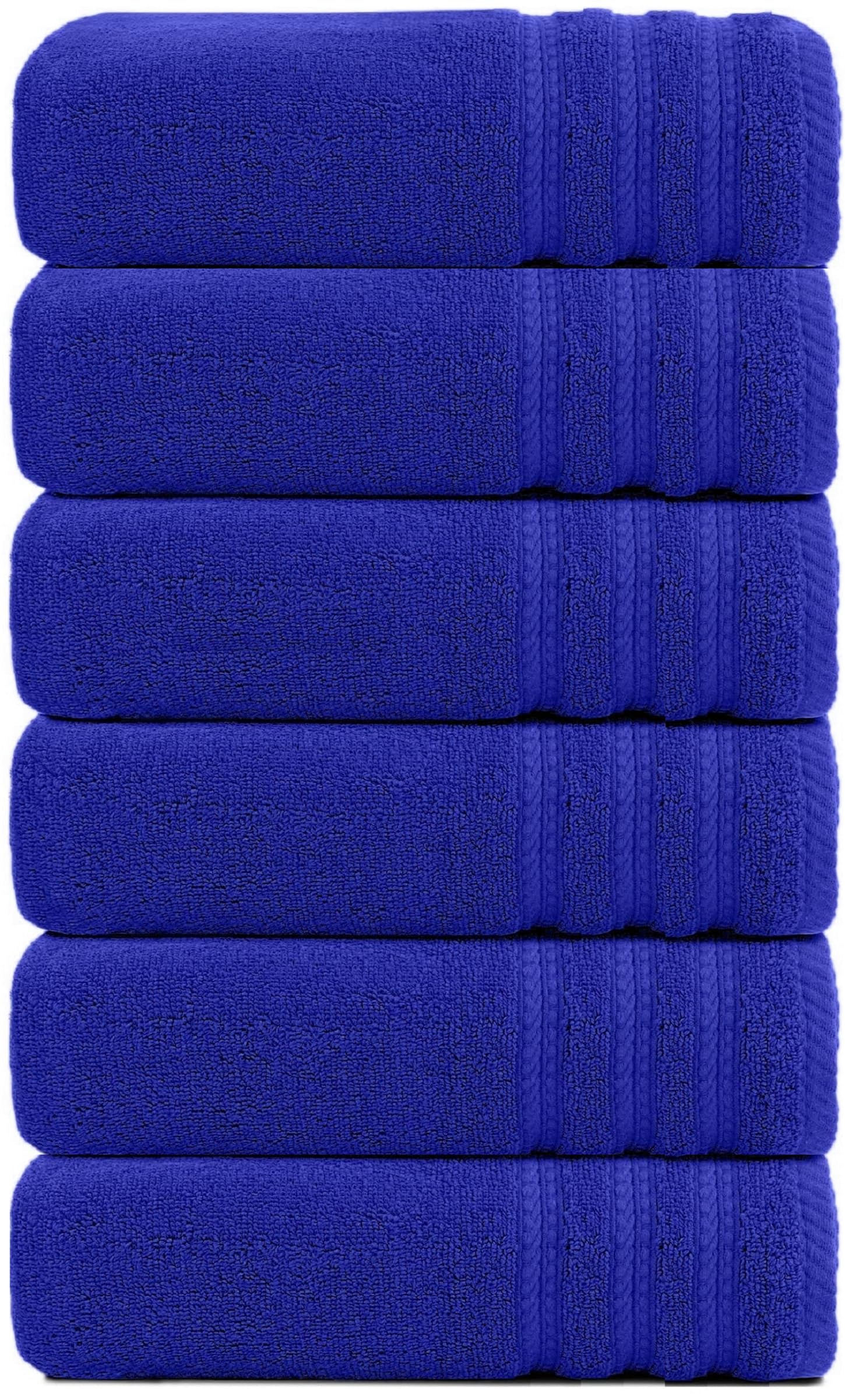 Wovenwonder Blue Jumbo Bath Towels 6 Pack 100% Egyptian Cotton Bath Sheets (75X150cm) Highly Absorbent Towel Set 500-Gsm (Blue)