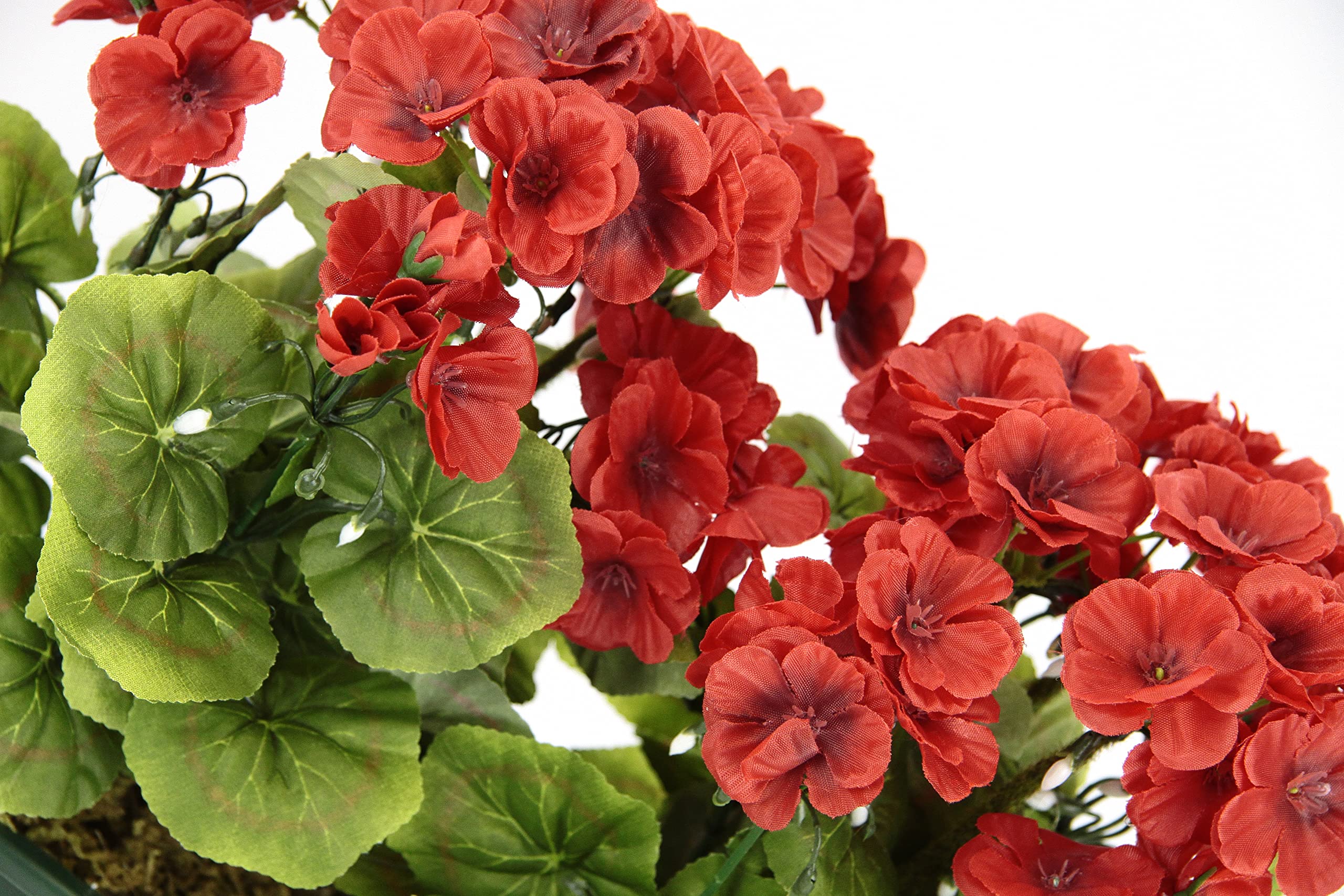 Künstliche Geranie im Kasten Geranienbusch Pelargonien Beetpflanze Balkonblume Seidenblumen Kunstblume Kunstpflanze Tischdeko Dekoblumen Dekopflanze, 088279R, Rot, 36x30x18 cm