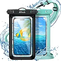 JETech Pacote com 2 Bolsa de Telefone À Prova D'água, Capa lmpermeável para iPhone 17 16e 16 15 14 Air Pro Max, Galaxy S25 S24 Ultra, Pixel 10 Série e Outros de até 7,2 Polegadas (Preto+Verde)