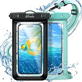 JETech Pacote com 2 Bolsa de Telefone À Prova D'água, Capa lmpermeável para iPhone 17 16e 16 15 14 Air Pro Max, Galaxy S25 S24 Ultra, Pixel 10 Série e Outros de até 7,2 Polegadas (Preto+Verde)