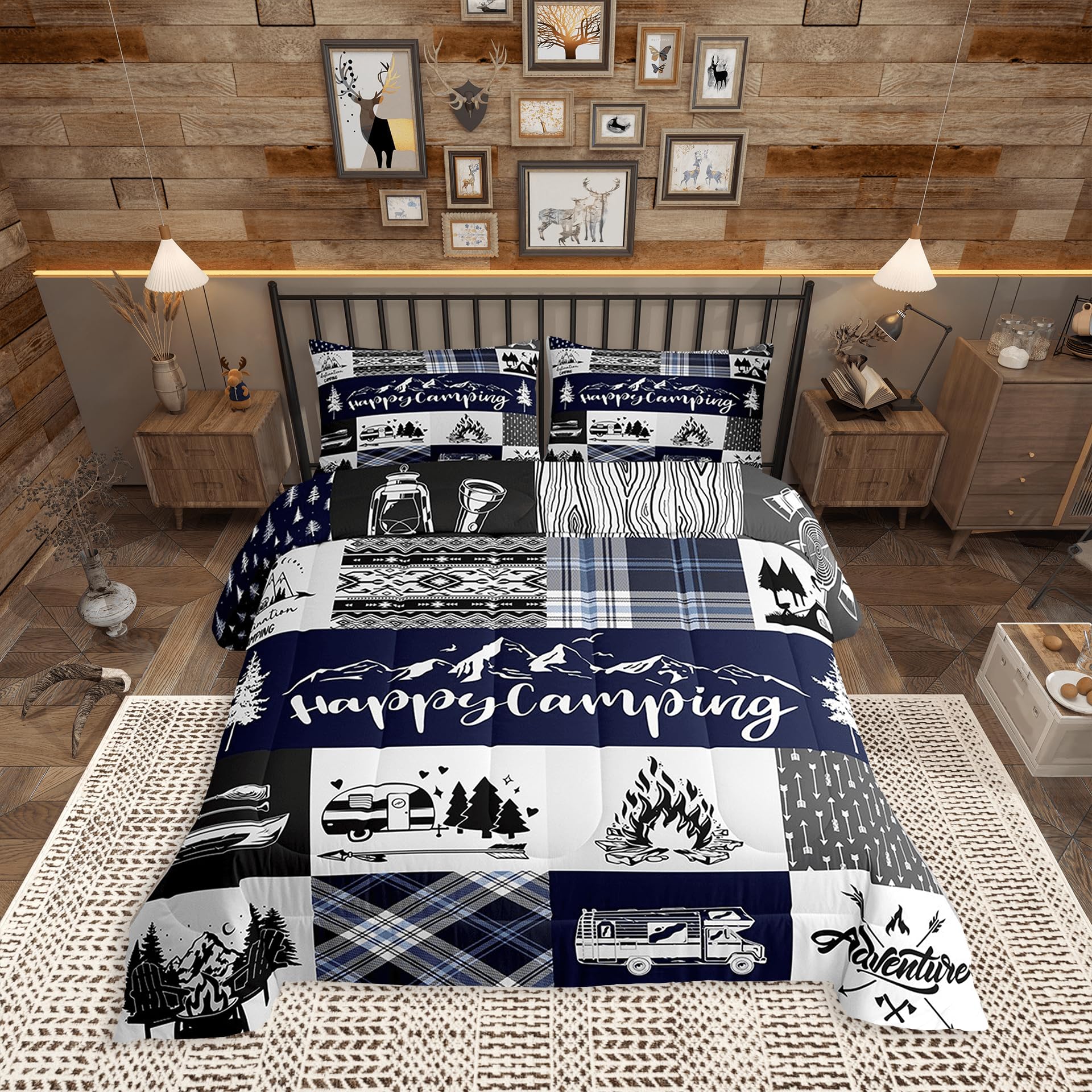 Juego de edredón Happy Camping de alta resistencia térmica con motivos de caza y flechas