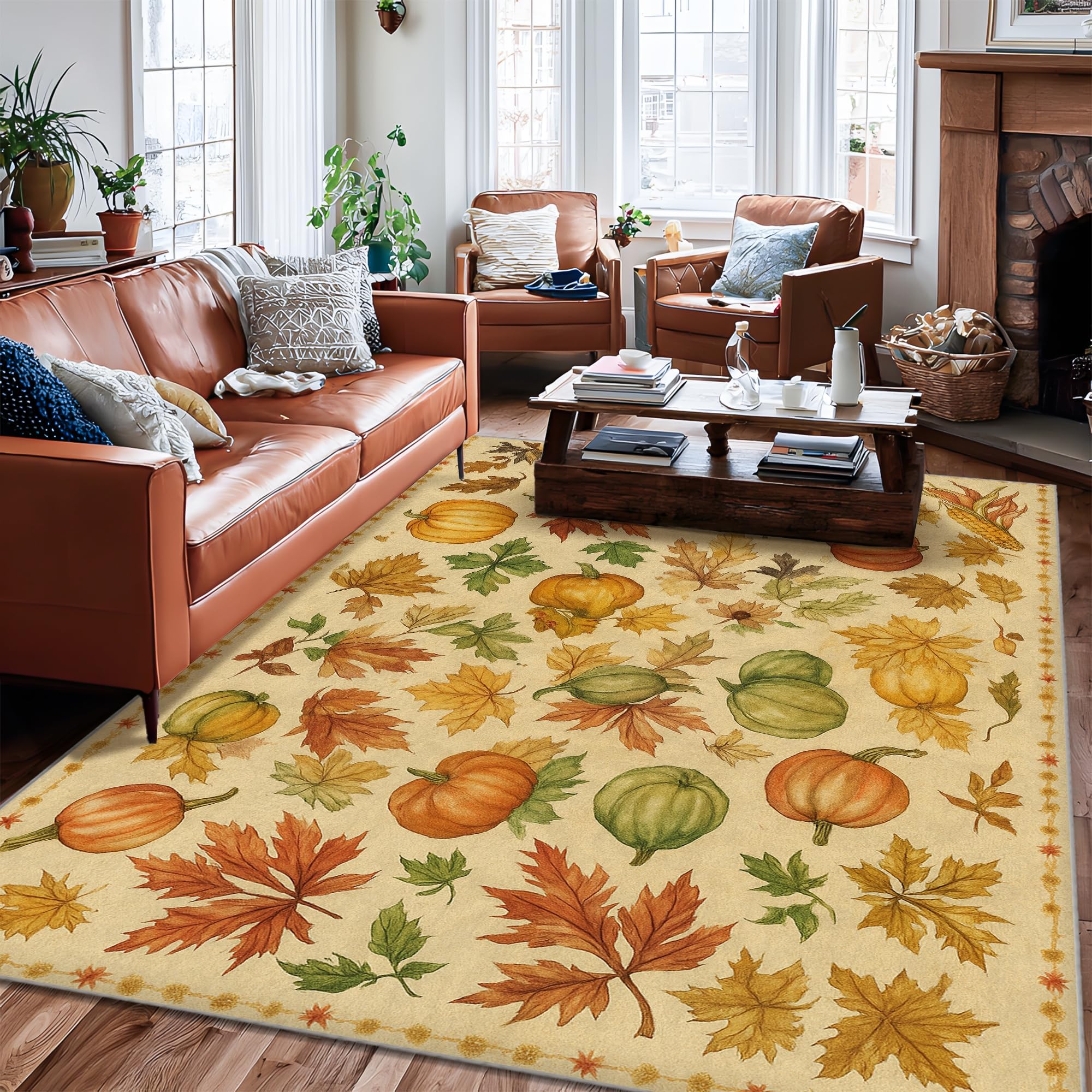 Tapis citrouille antidérapant sans perte de poils pour sécuriser le sol de votre salon