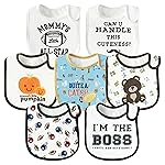 2ooya 7Pcs Cotton Waterproof Baby Bibs Adjustable Hook Loop Closure Infant Bib Autumn Pumpkin Football Newborn Babies Food Bibs Keepsake Baby Gift for 6-12 Months Baby Teething Drooling Feeding Eating