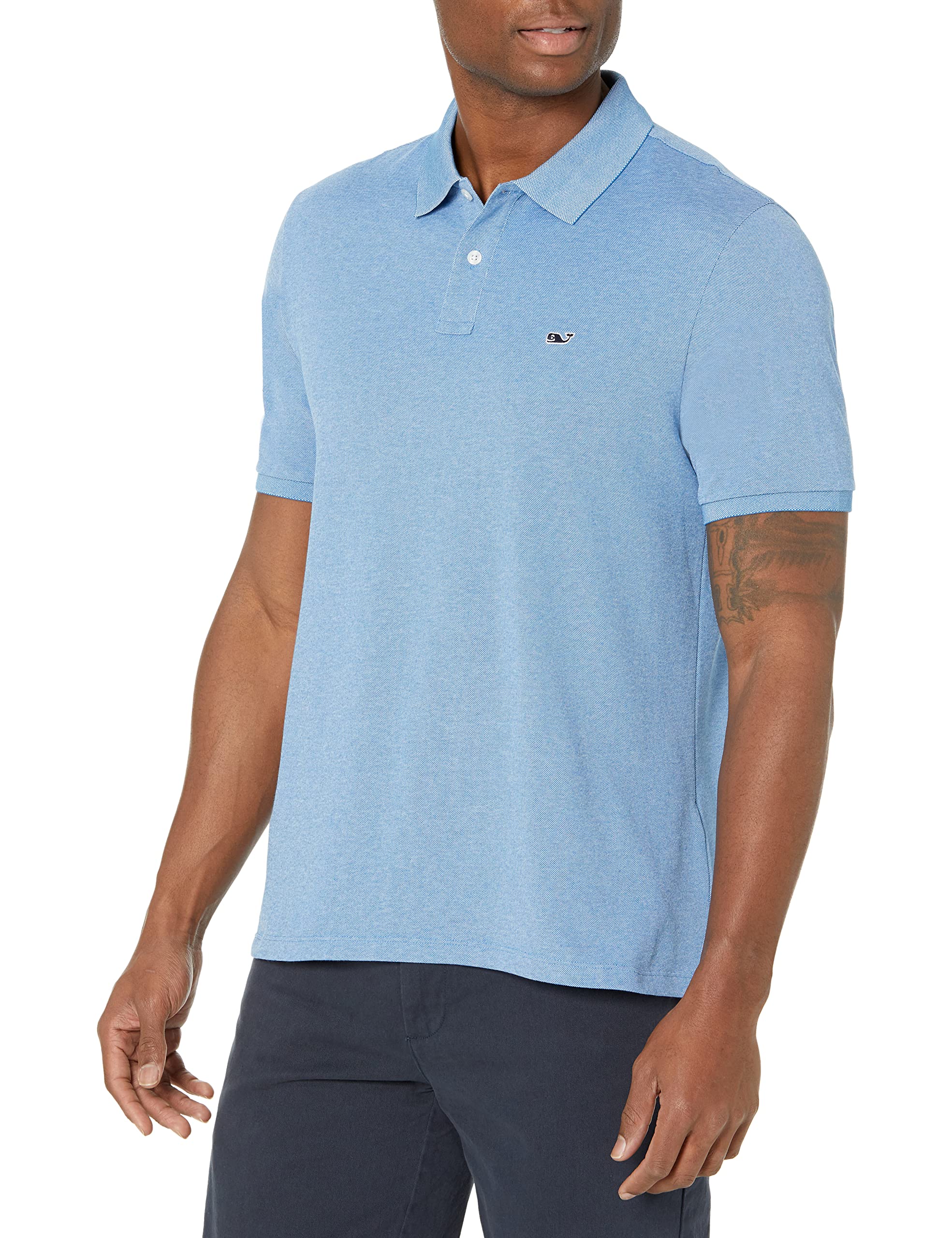 Vineyard Vines Men's Edgartown Pique Polo Shirt, Tide Blue, Medium