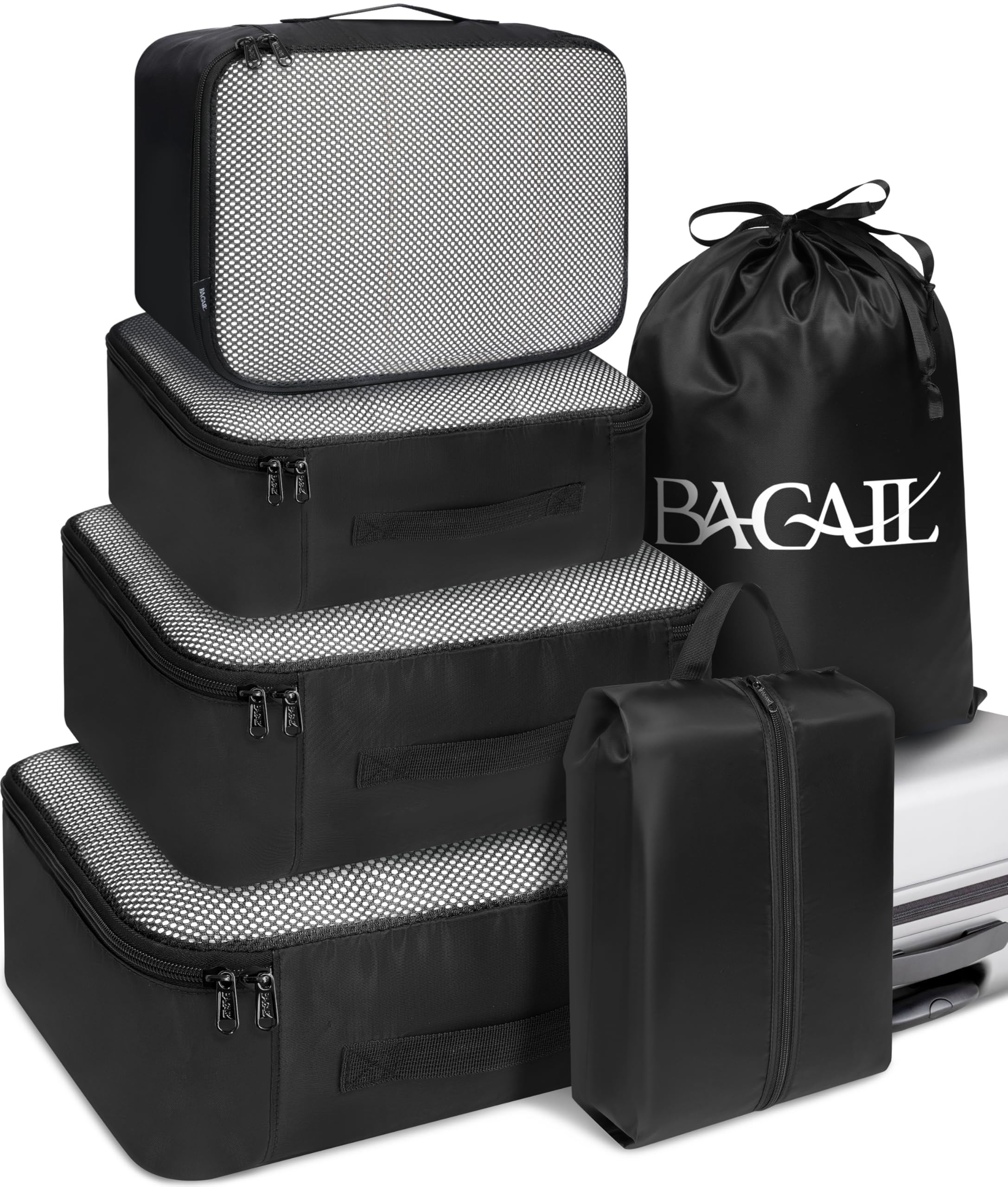 6 Set Packing Cubes Luggage Packing Organizers for Travel Accessories-Black