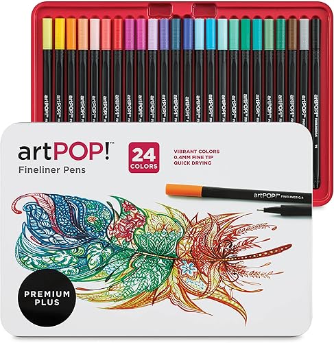 Fineliner - Juego de 24 bolígrafos artísticos de colores para diarios, dibujo, garabatos, álbumes de recortes, bocetos, ilustración, punta fina disponible en Yaxa Peru