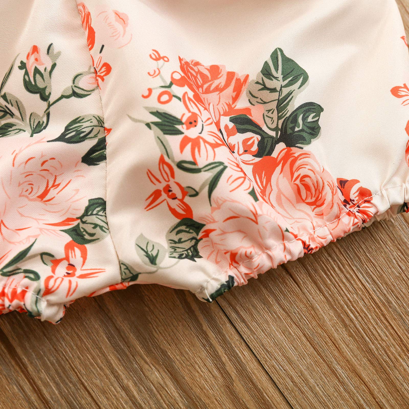 Geagodelia Ensemble 3 pièces pour bébé fille - Body à manches courtes + short à fleurs + bandeau - Nouveau-né - Doux - Été