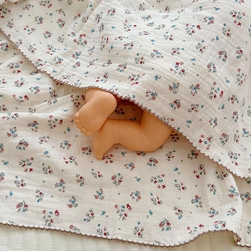 Vista 115 de BuLuTu Mantas de muselina para bebés, niños y niñas, 100% algodón, manta reversible para bebé, manta para cuna, suave, transpirable