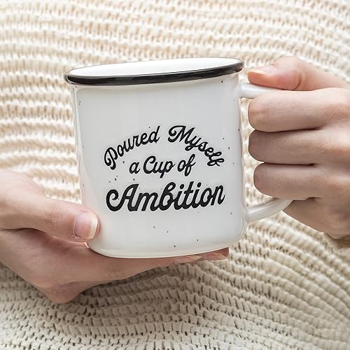 Miniatura 7 de MAINEVENT Taza de café de cerámica con texto en inglés Pour Myself a Cup of Ambition de 11 onzas, regalo para mujeres