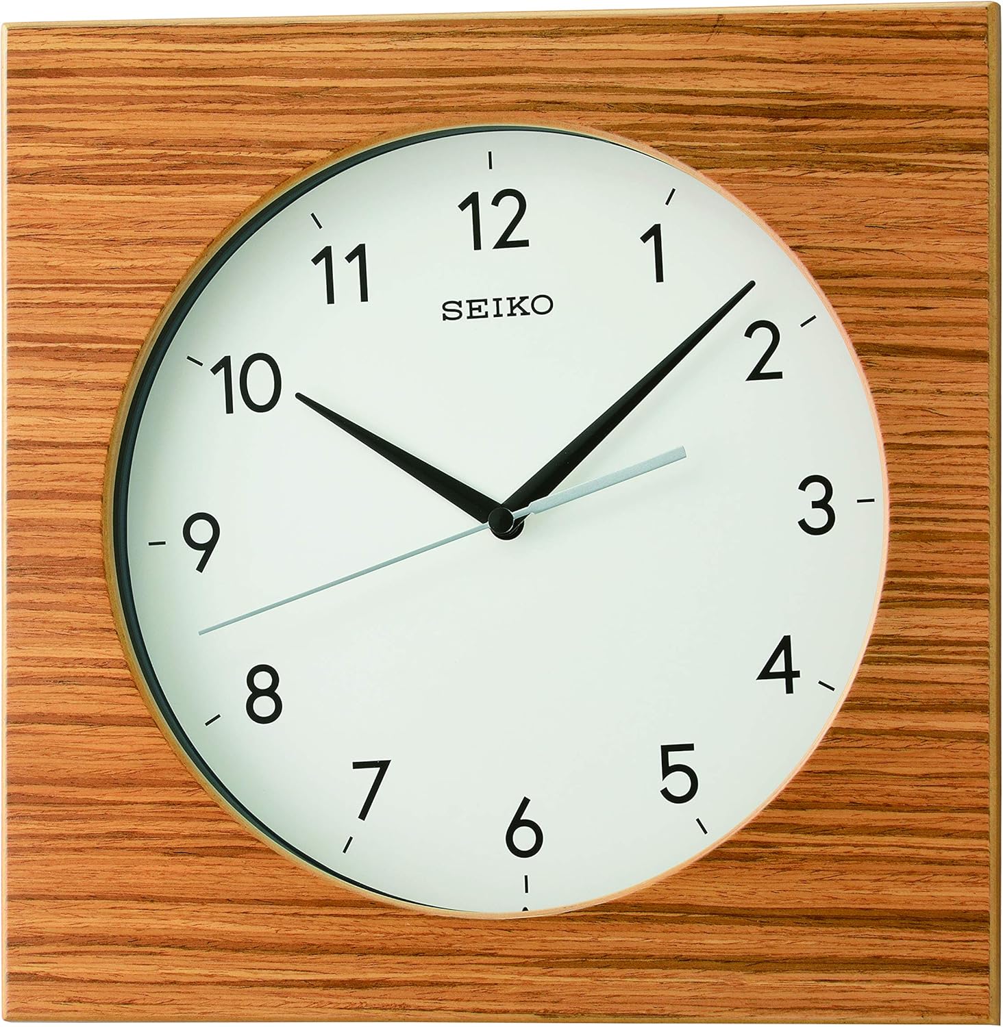 SEIKO QXA766BLH Non Ticking Wall Clock, Brown, 11.6 Inch