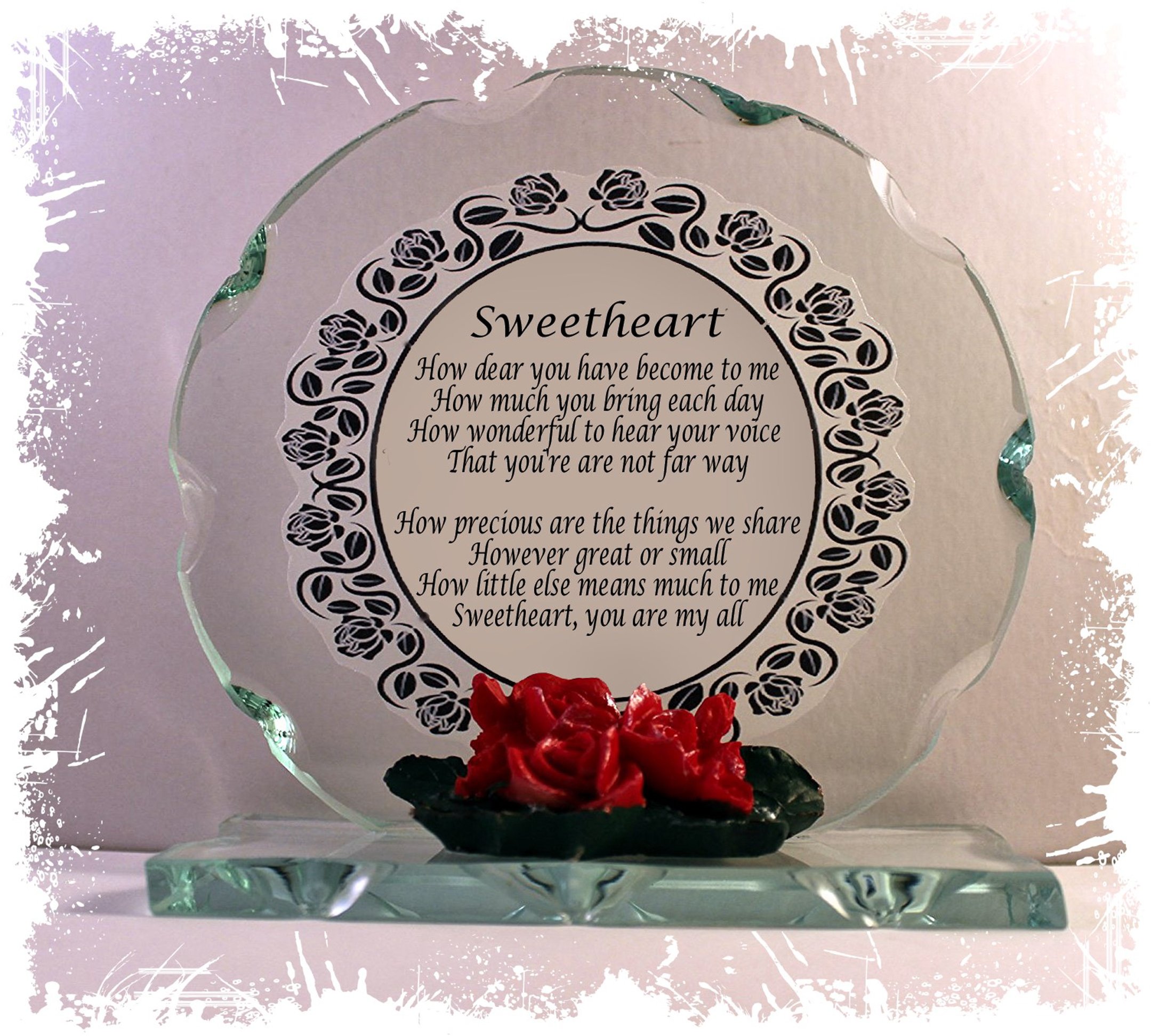CelliniSweetheart Round Glass Poem Plaque, Unique Keepsake Gift to Treasure Forever