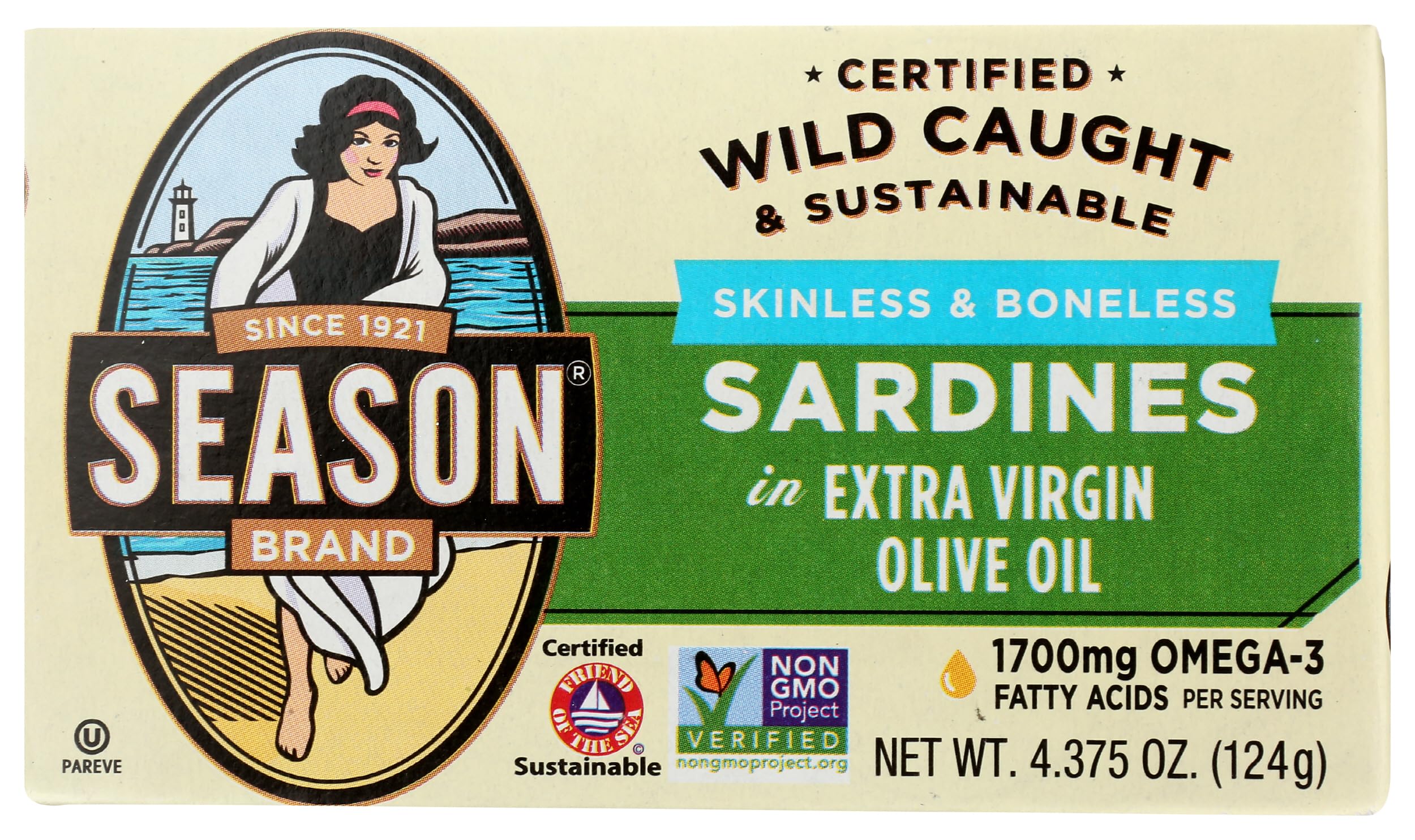 Season Skinless and Boneless Sardines in Organic Extra Virgin Olive Oil