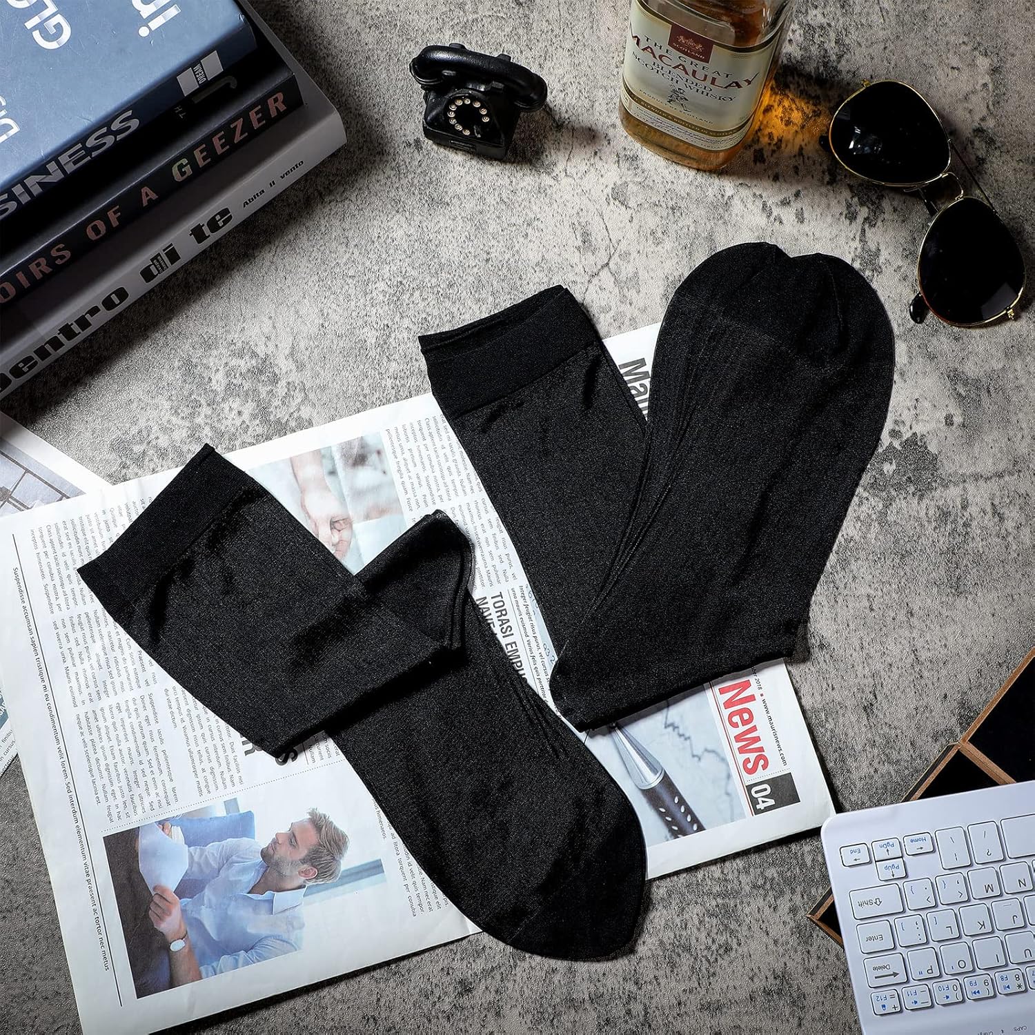 JenPen 12 Pairs Men Ultra Thin Dress Socks Silk Sheer Soft Nylon Business Summer Sheer Man Breathable Crew Socks - Image 7