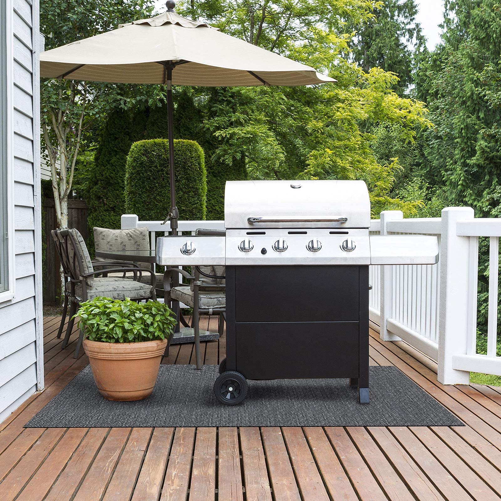 Floordirekt Geona - Tappetino Protettivo per Barbecue, per Barbecue a Gas e Barbecue a carbonella, per Esterni e Giardino, ignifugo, 90 x 120 cm
