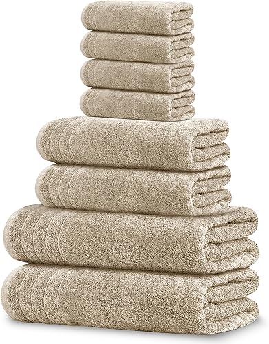 Miniatura 14 de Tens Towels Juego de 8 toallas, 2 toallas extra grandes, 2 manos, 4 toallas pequeñas, 100% algodón, peso más ligero, más rápido de secar, súper Gris