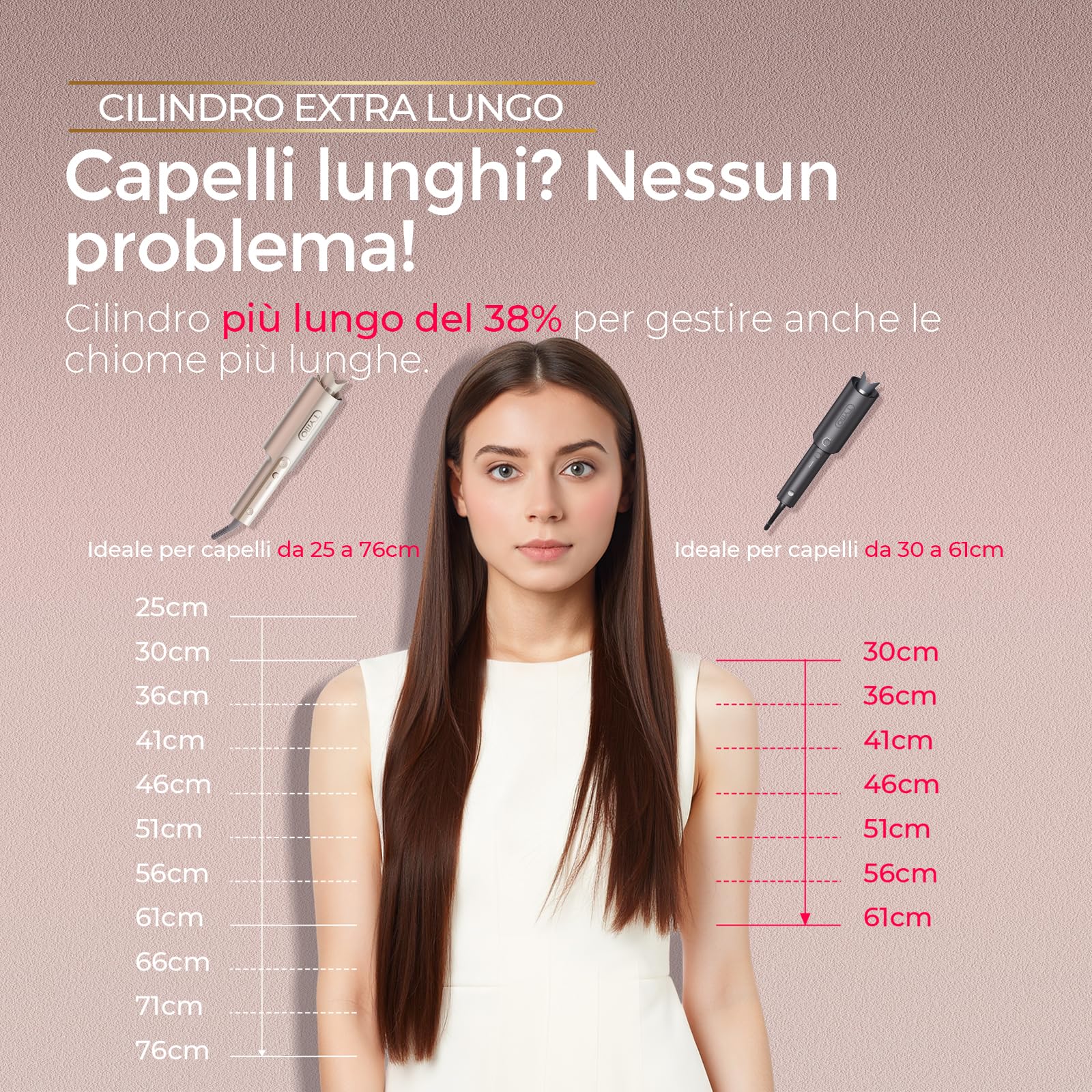 Arricciacapelli Automatico Professionale - Ferro Arricciacapelli Automatico per Grandi Ricci 32mm TYMO Curlpro Plus Beach Waves Piastra Boccoli per Lunghi Capelli Hair Curler Anti-Scaldatura Oro