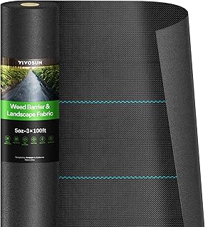 VIVOSUN Premium Weed Barrier Landscape Fabric Heavy Duty, 3ftx100ft 5oz Double-Layered Weed Control Mat with High Permeability, Commercial Ground Cover, Easy Set up & Superior Weed Control