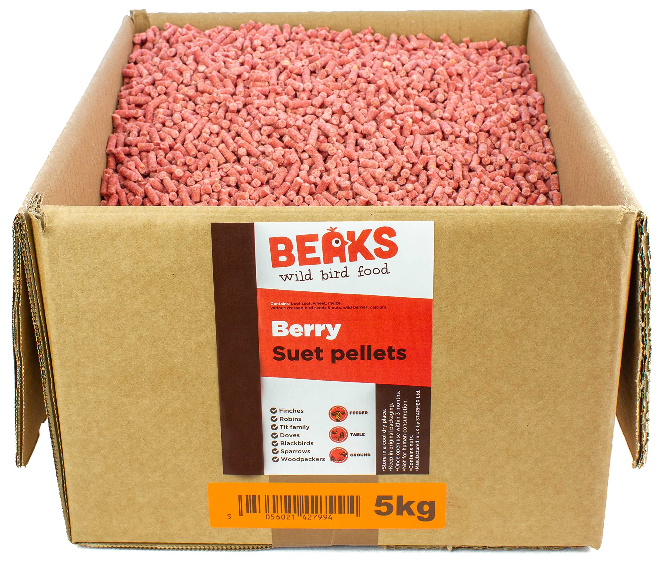BEAKS wild bird food BERRY high energy suet pellets for all garden birds all season 5kg