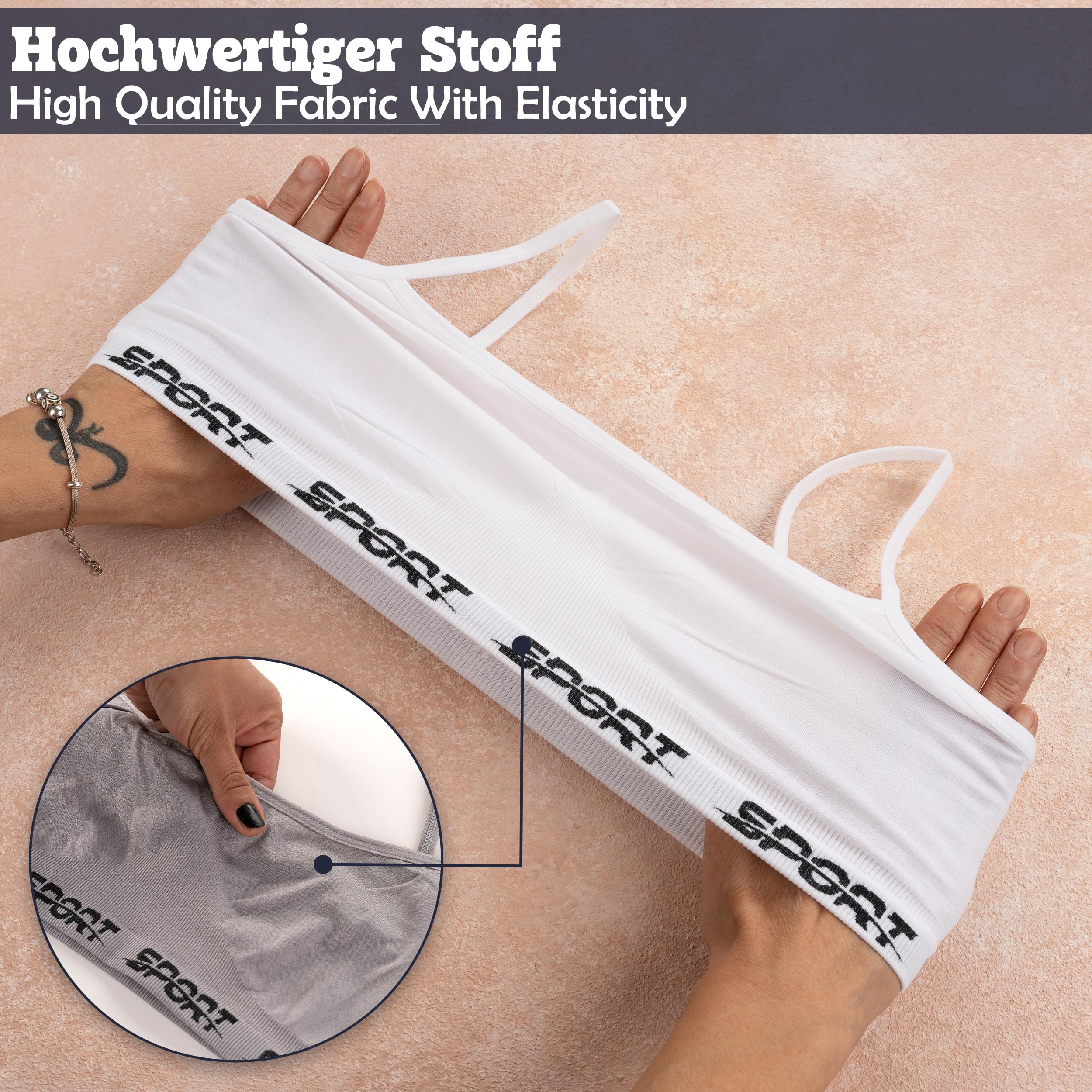 LOREZA ® 5 Bustiers pour Filles en Microfibre Soutien-Gorge de Sport sous-vêtements avec Dos Croisé et Bretelles Spaghetti 10 à 16 Ans