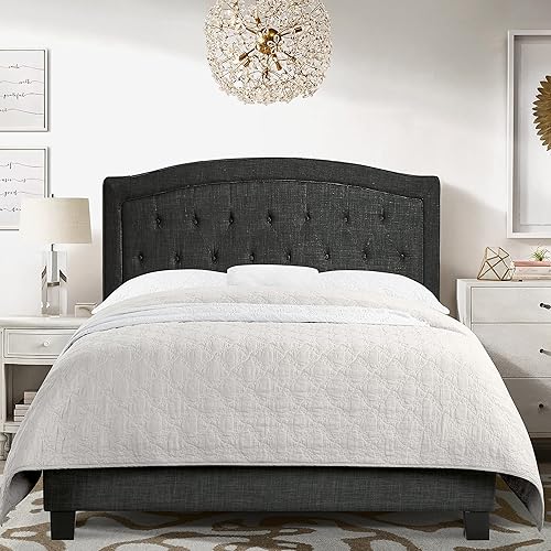Miniatura 9 de Rosevera Gabriel - Cama con plataforma, tamaño Queen, color beige Beige,Gris,Gris humo,Carbon,Textil Beige,Carbón vegetal,Beige clásico,Paloma,Lino