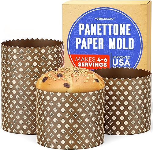 Miniatura 11 de Molde de papel para panettone premium mediano - 18 oz Molde desechable para panettone de 5 pulgadas 500 g - 12 unidades de formas para hornear paska