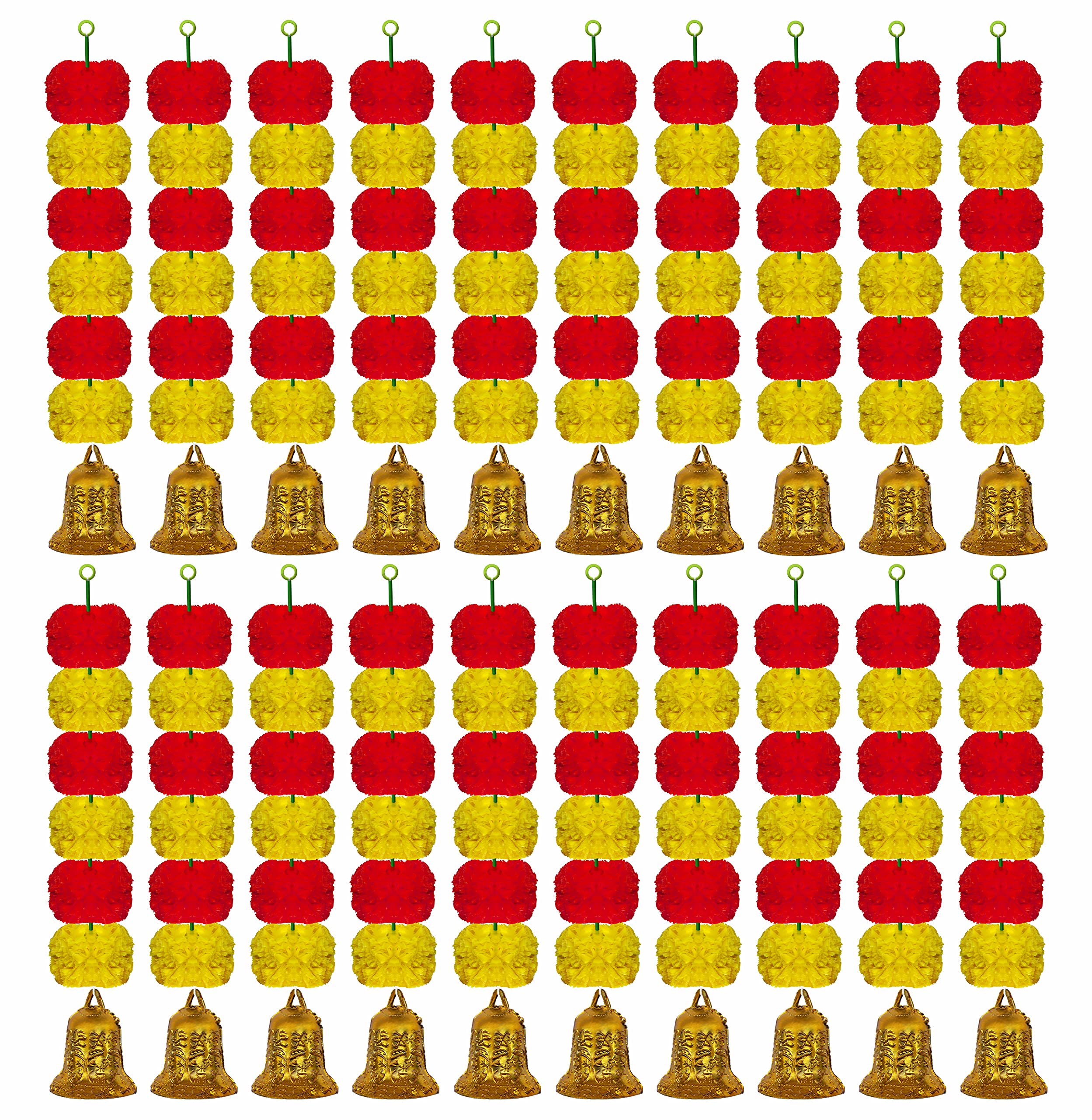 iHandikart Artificial Handmade 6 Flower Marigold Super-Mini Garland with Bell in The Bottom|Flower Decoration|Diwali Decoration for Home Decor| Color Yellow & Red Pack of 20 (33602-20) (B0BL3T5JZC) Amazon Price History, Amazon Price Tracker