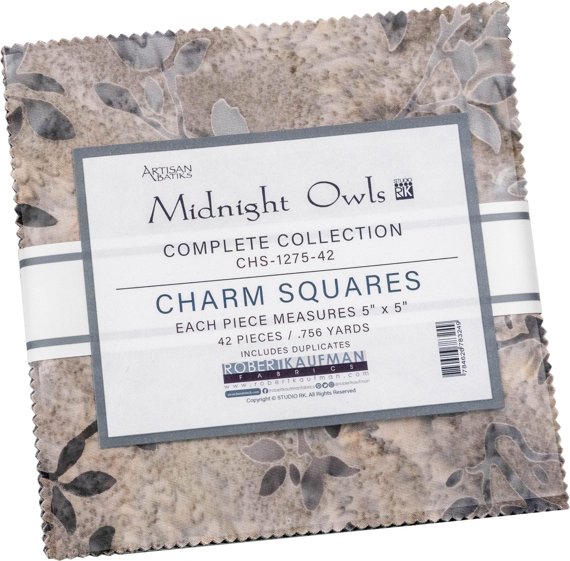 Robert KaufmanArtisan Batiks Midnight Owls Charm Square 42 5-inch Squares Charm Pack CHS-1275-42