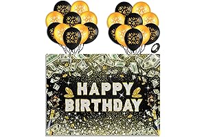 6ft x 4ft Money Birthday Backdrop 20pcs Money Balloons Celebrate Your Wealth