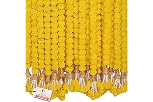 5 Pcs DIYANA IMPEX Marigold Garland Home Decoration Diwali Wedding Artificial Flowers