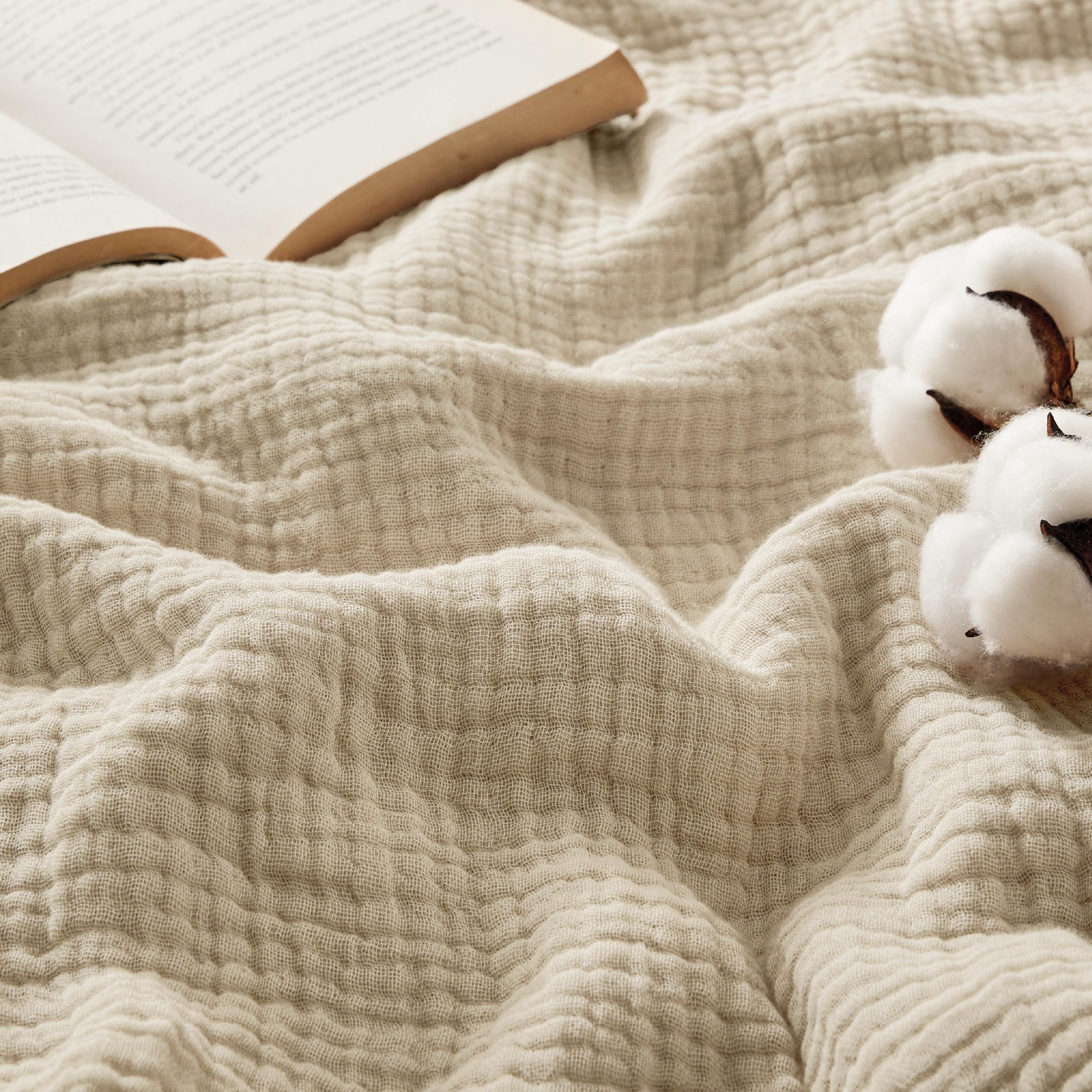Muslin Blanket 100 Cotton, 4 Layers Bedspread, Soft