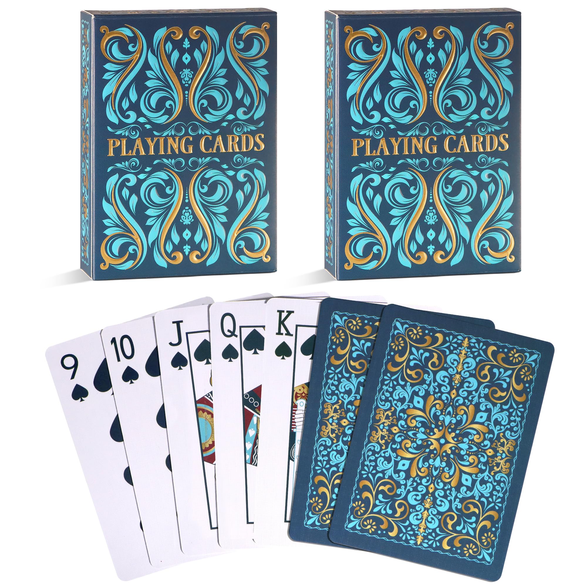 Aomaic Playing Cards 2 Pack Standard Index Playing Card Premium Poker Set Card Games for Adults Deck of Playing Cards for Travel Camping Family Games Night Party Games
