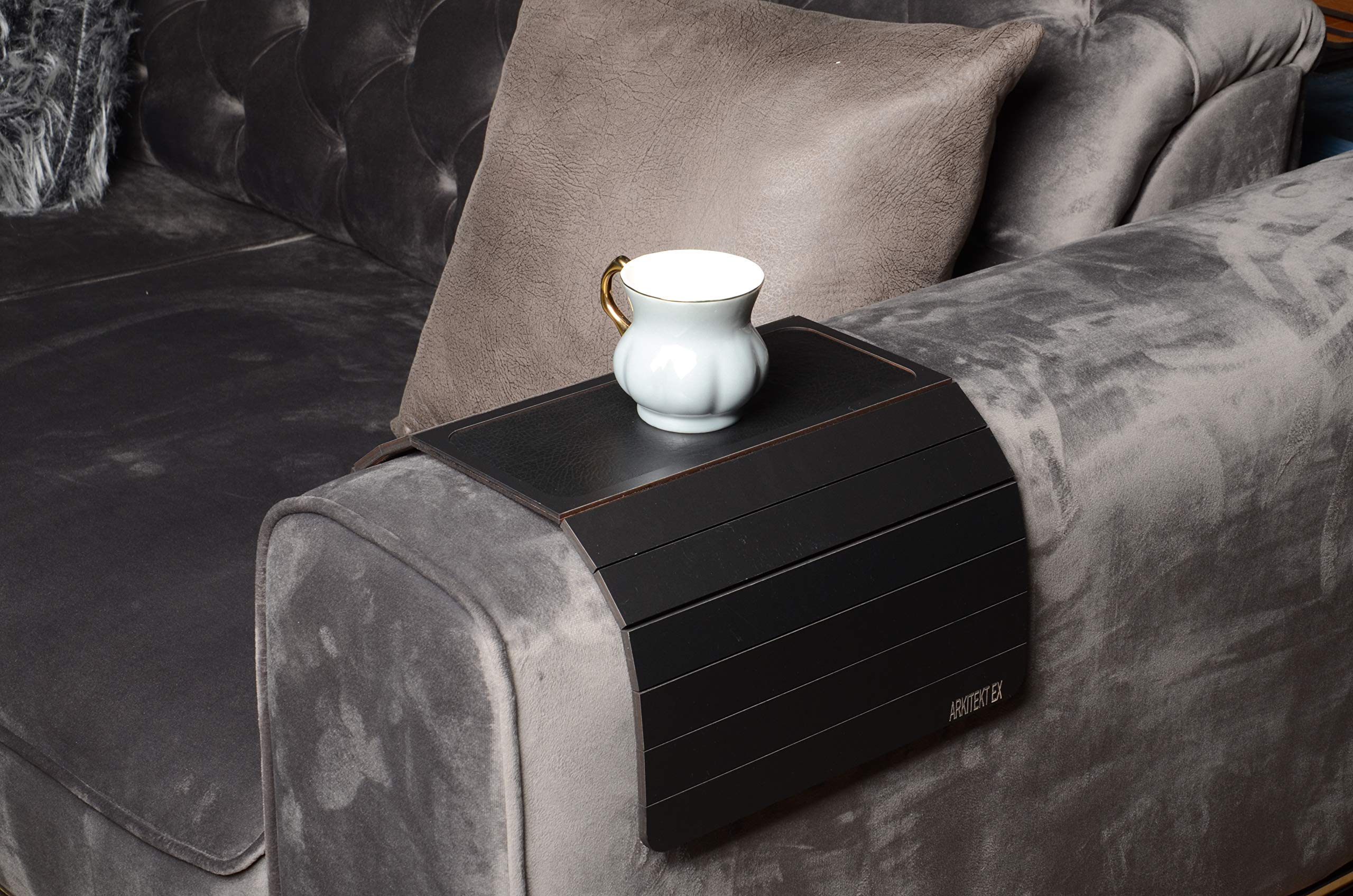 ARKITEKT_EX Couch Arm Tray Foldable Sofa Arm Tray with Leather