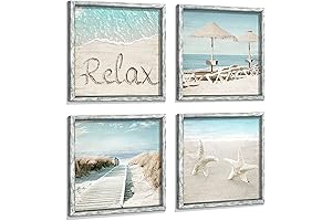 Tranquil Beach Escape: 'Lazy Ocean' Framed Wood Wall Art