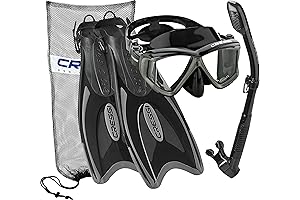 Cressi Palau Snorkeling Set - Mask, Fins, and Snorkel with Snorkeling Gear Bag