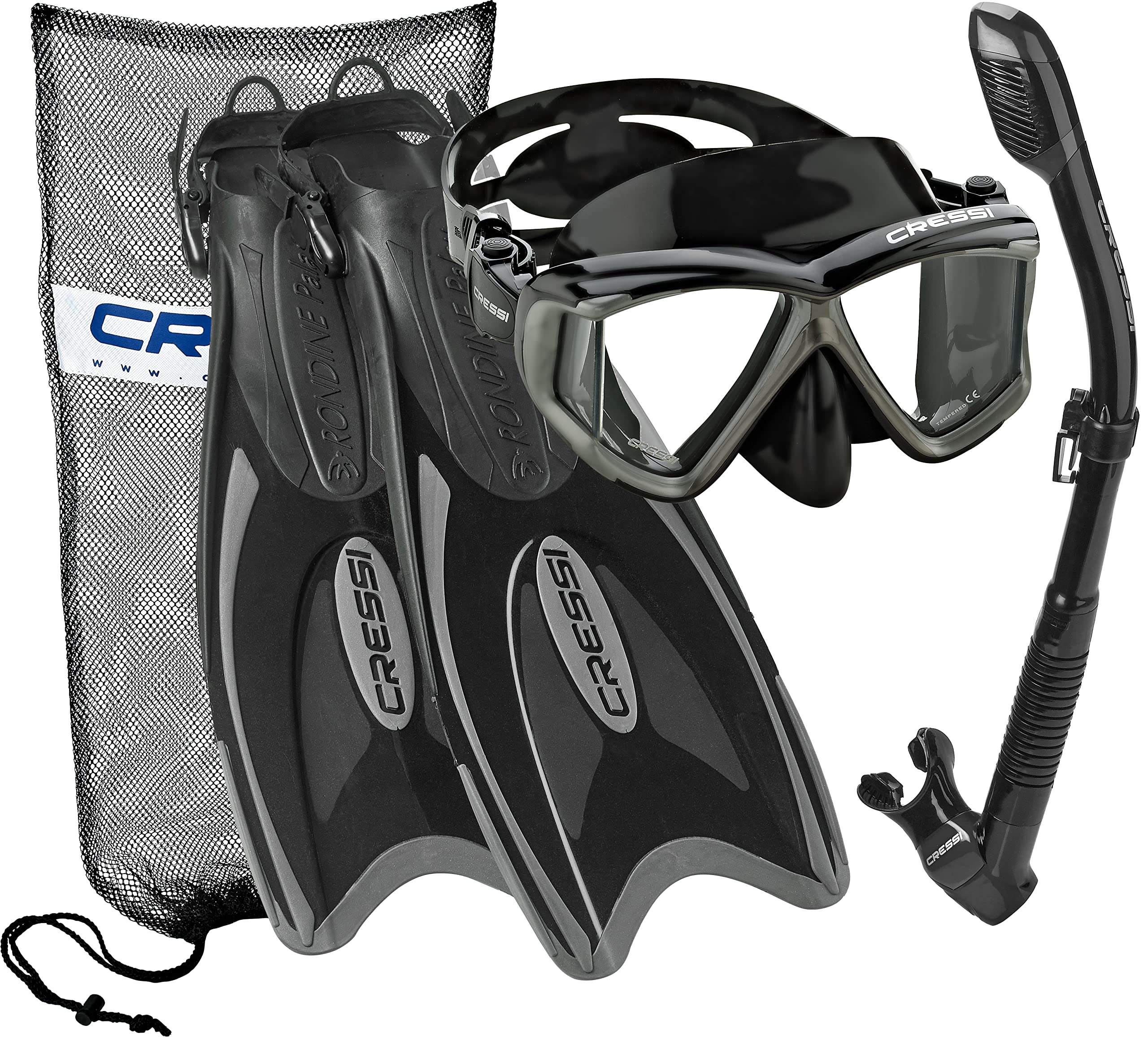 Photo 1 of  Snorkel Mask, Dry Snorkel, Palau Long Snorkeling Fin, Black Medium/Large