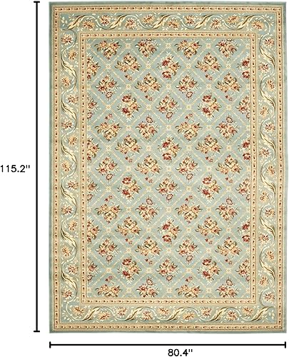 Miniatura 2 de SAFAVIEH Lyndhurst Collection - Alfombra de área de 6 pies 7 pulgadas x 9 pies 6 pulgadas, azul y azul, diseño tradicional de enrejado floral, no