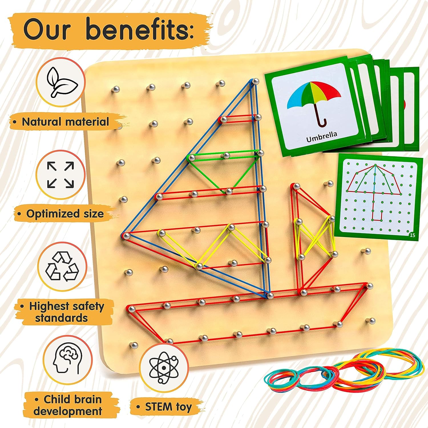 Panda Brothers Set of 2 toys: Montessori Screw Driver Board & Wooden Geoboard. Montessori toys for kids, Wooden Toys, Sensory Toys for 3 4 5 Year Old, Busy Board, Preschool Classroom STEM Toy for boy