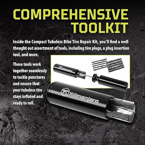 Miniatura 5 de Kilimanjaro - Kit de reparación de neumáticos de bicicleta compacto sin cámara – Herramientas portátiles de reparación de pinchazos para bicicletas