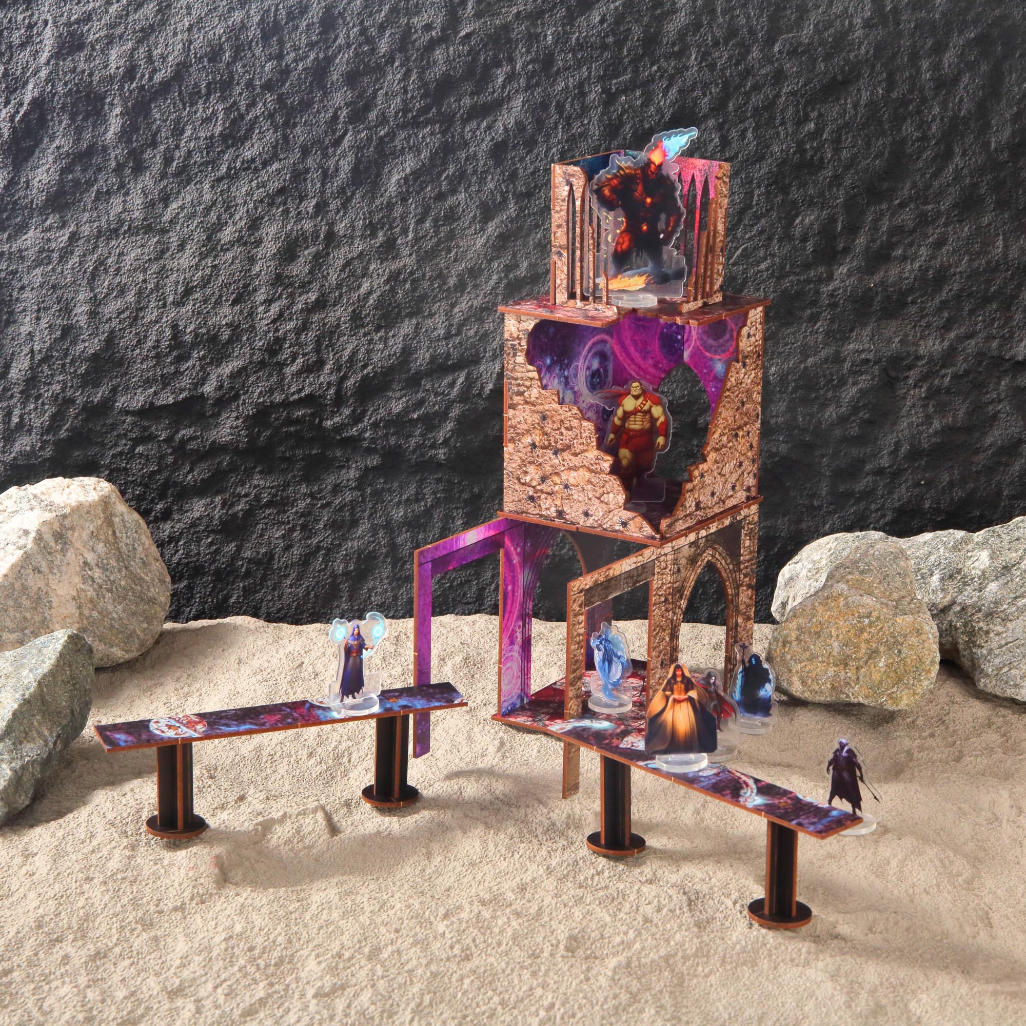 Epic-Juego de Terreno Desmontable de construcción en ruinas y Puentes para WH40K D&D Pathfinder de 28 mm, Accesorios modulares de Juego de Guerra TTRPG en Miniatura para batallas de Mesa Que mejoran
