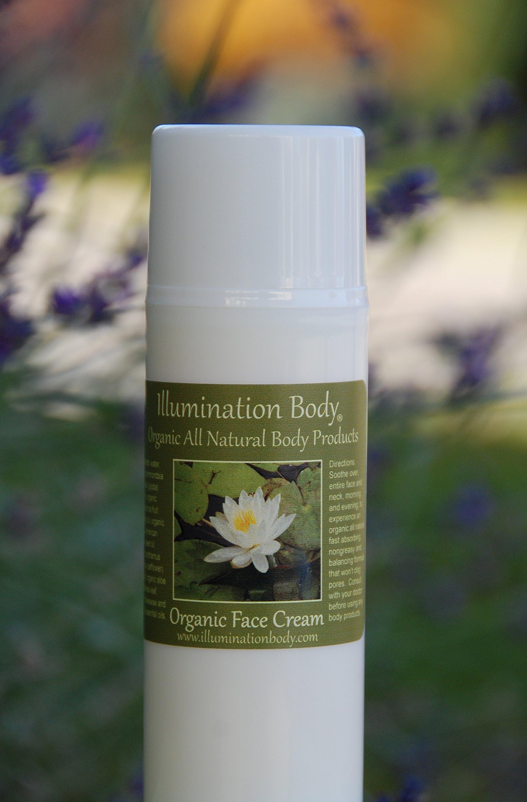 100% Organic Face and Eye Cream - For All Skin Types -3.5oz with FREE sample Illumination Body Organic Facial Cleanser Toner