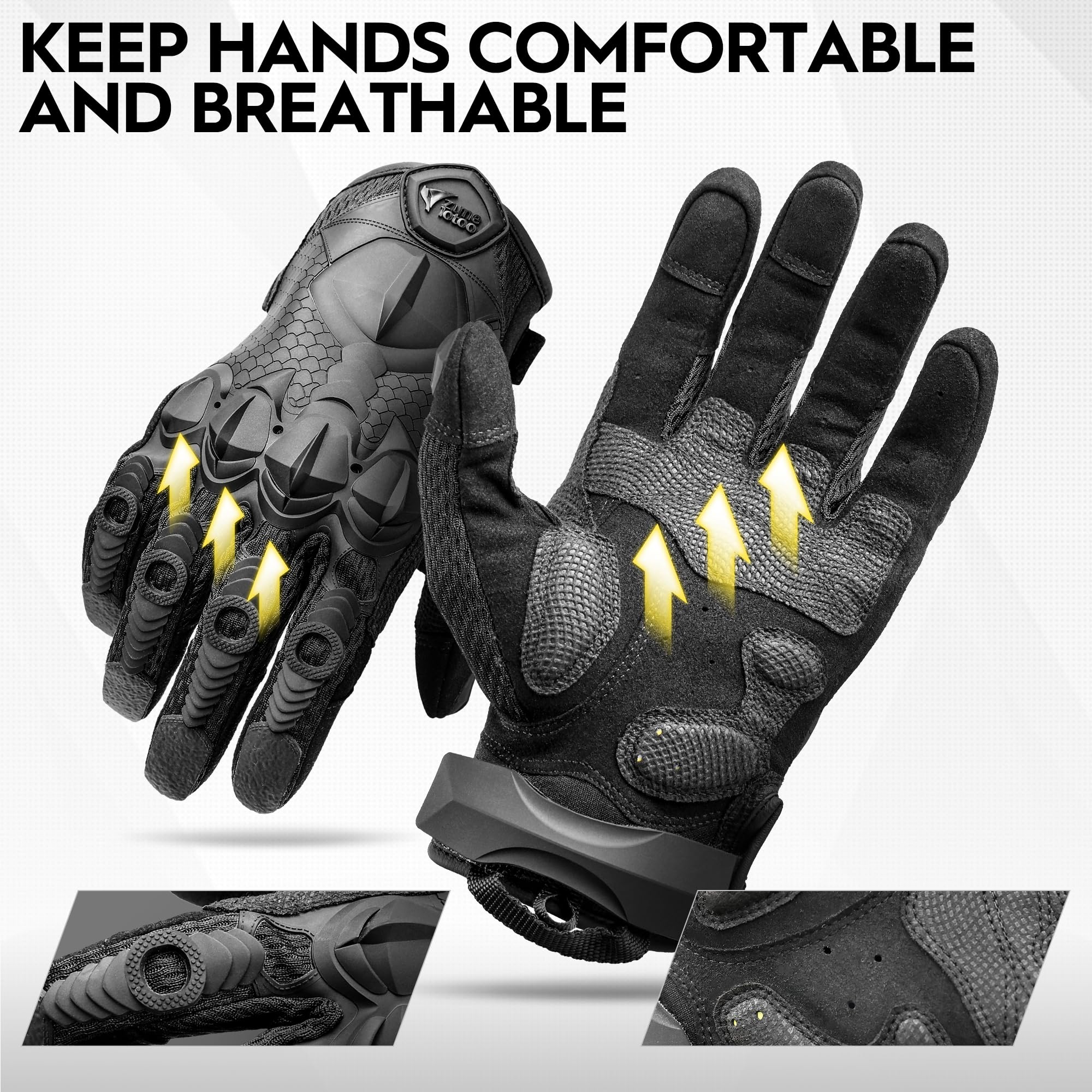 Zune Lotoo Gants Tactiques Militaire pour Homme, Gants de Moto à Écran Tactile en Matériau TPR Résistant aux Chocs avec Coussinets de Paume XRD pour Airsoft Paintball Motocross Escalade Course - 5