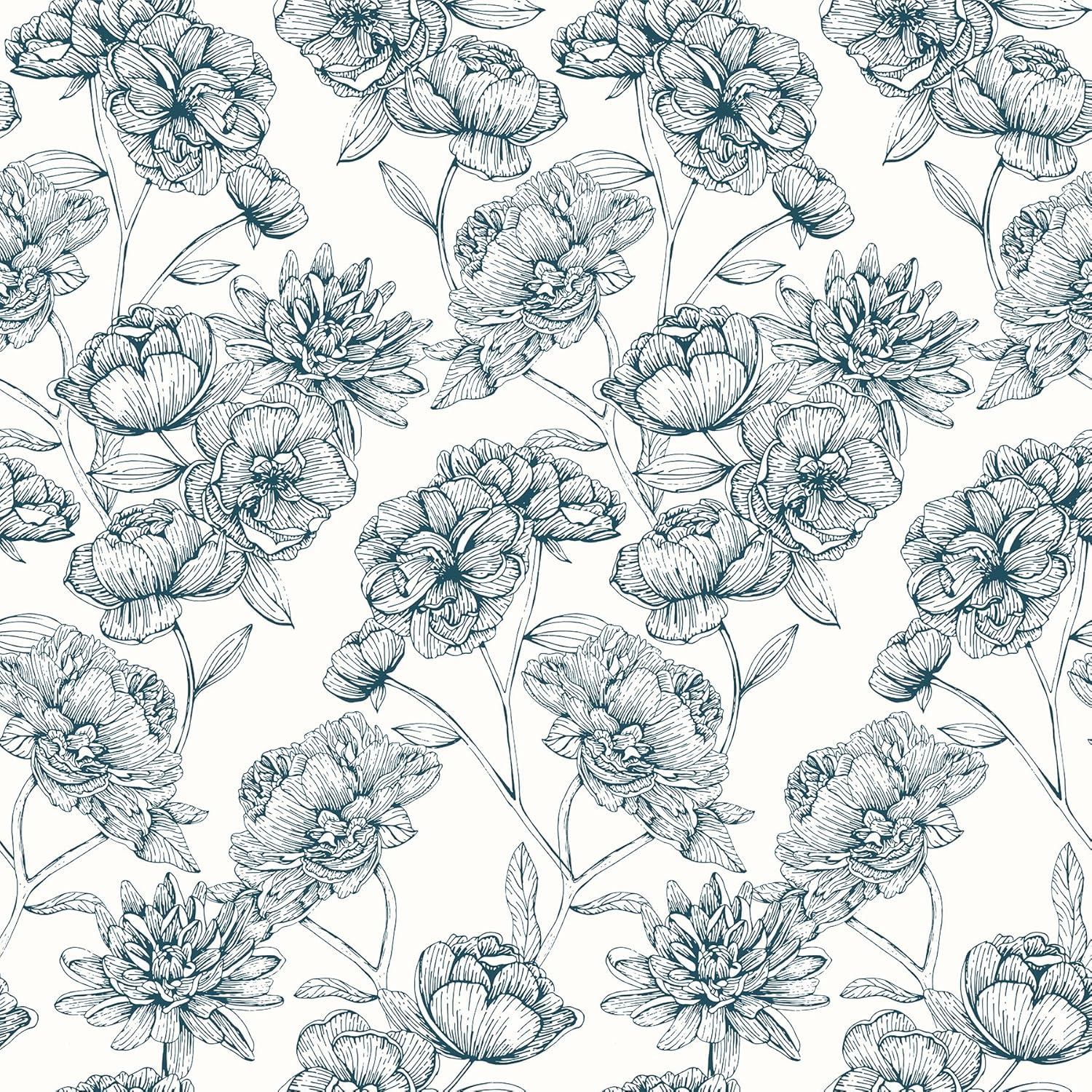 NuWallpaper Gilded Floral Navy Peel and Stick Wallpaper, NUS6367