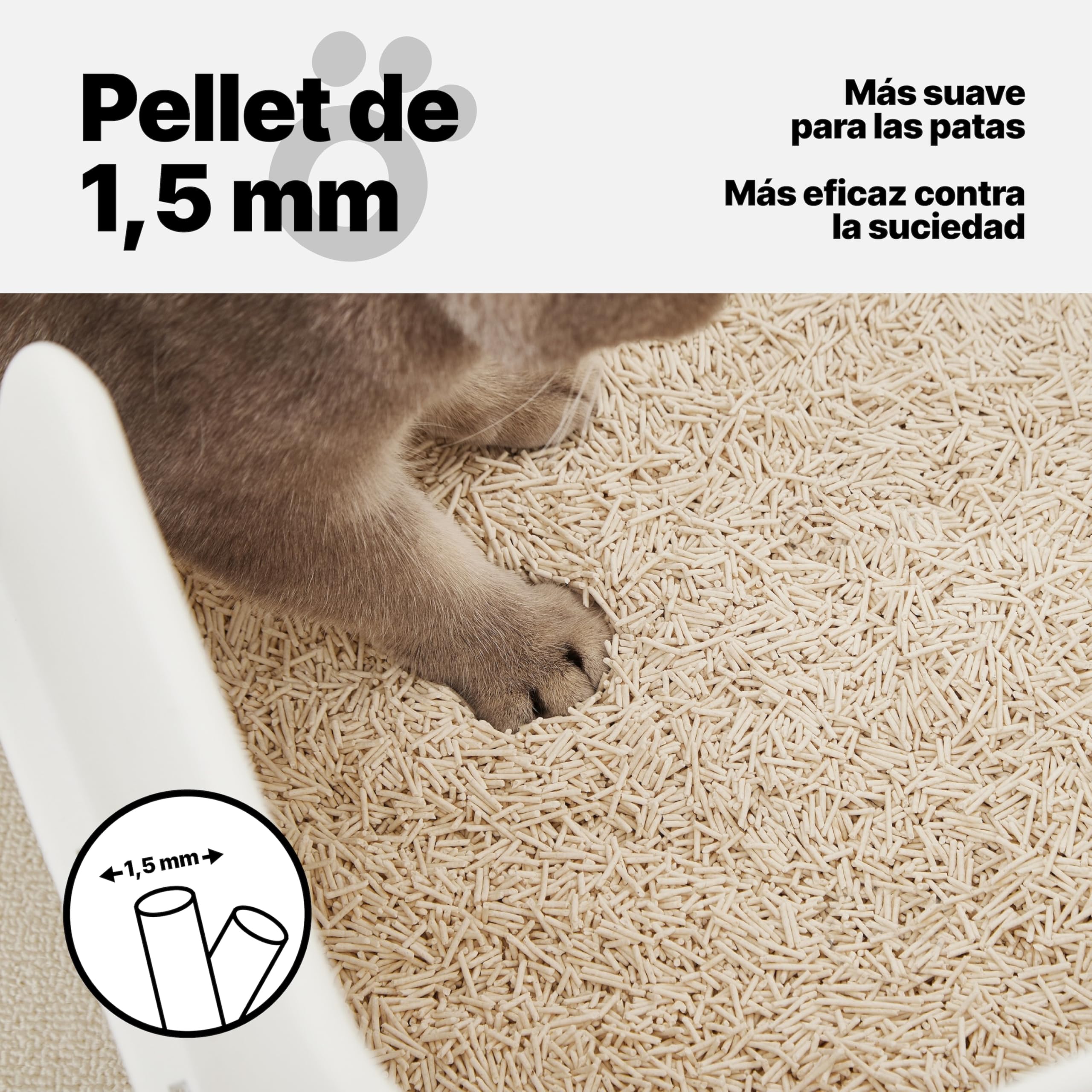 Arena de Tofu para Gatos 10,8 kg - Aglomerante y Vegetal con Fibra de Guisante, 99% Libre de Polvo, Control de Olores, Desechable en el Inodoro, Sin Perfume